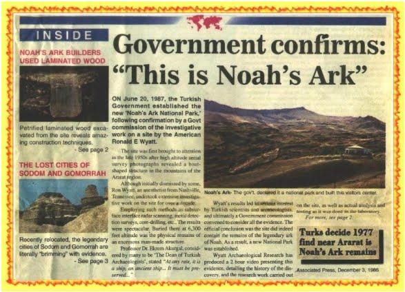 Tờ báo lớn nhất Thổ Nhĩ Kỳ: Chính phủ xác nhận: “Đây là tàu Noah”.