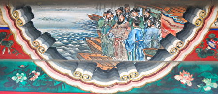 Bức tranh về “Thơ phú của Tào Tháo” trong câu chuyện Tam Quốc tại hành lang của Di Hòa Viên (Ảnh: Shizhao/Wikimedia Commons)