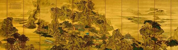 Bức tranh Cung A Phòng đồ của Viên Giang đời Thanh, tranh lụa thiết sắc, bề dọc 194.5cm, bề ngang 60.5cm, hiện lưu giữ tại bảo tàng cố cung Bắc Kinh (Ảnh: Phạm vi công cộng)