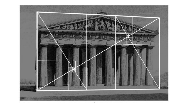 Thiết kế của đền Parthenon cũng dựa vào Hình chữ nhật Vàng, tỷ lệ thần thánh