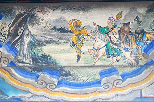 Bức tranh vẽ ở hành lang dài của Di Hòa viên, diễn tả cảnh bốn thầy trò Đường Tăng trên đường gặp Hồng Hài Nhi trong “Tây Du Ký”.